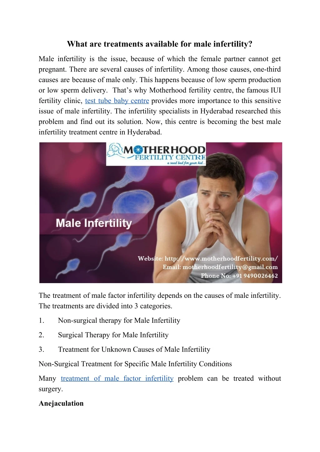what are treatments available for male infertility n.