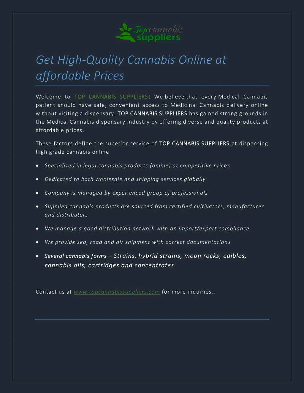 get high quality cannabis online at affordable n.