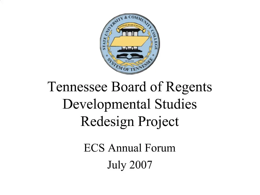 PPT - Tennessee Board Of Regents Developmental Studies Redesign Project ...