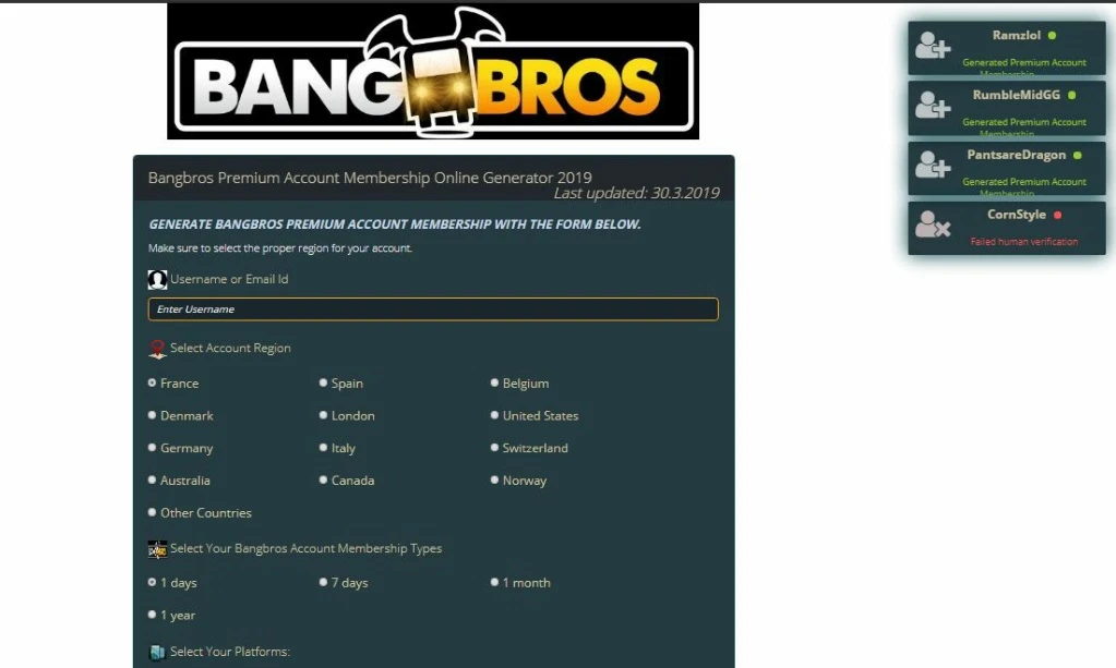 Ppt Bangbros Premium Account Membership Online Generator 2019 