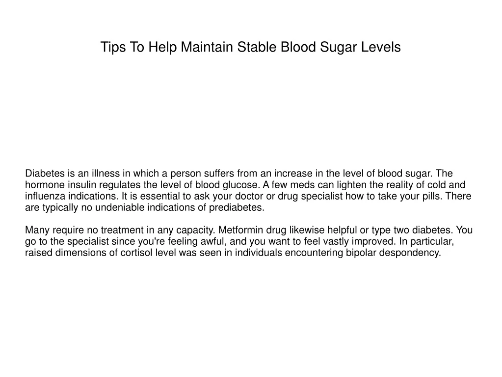 tips to help maintain stable blood sugar levels n.