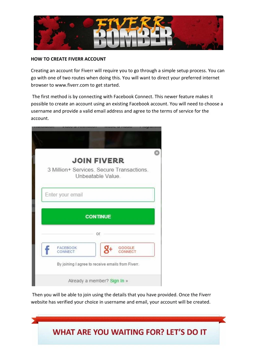 how to create fiverr account n.