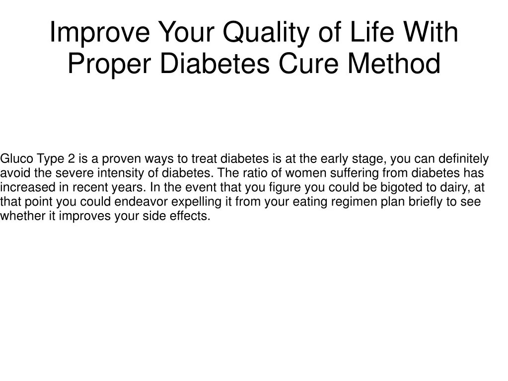 improve your quality of life with proper diabetes cure method n.