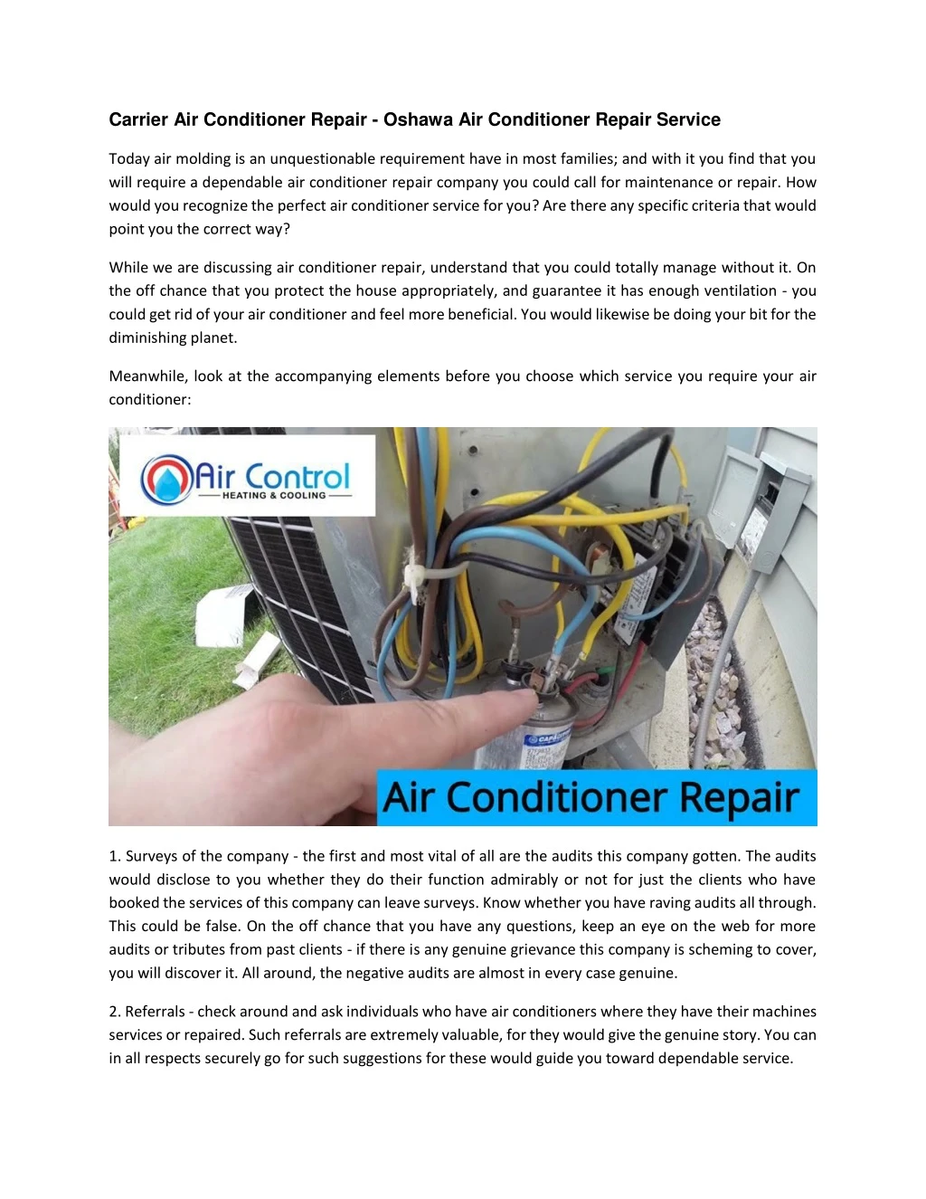 carrier air conditioner repair oshawa n.