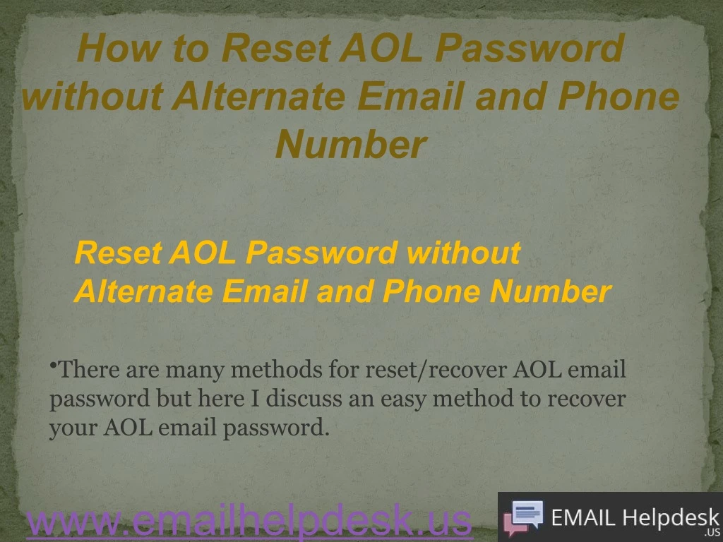 how to reset aol password without alternate email n.