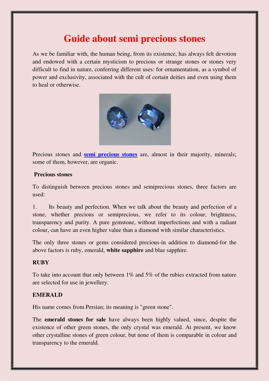guide about semi precious stones n.