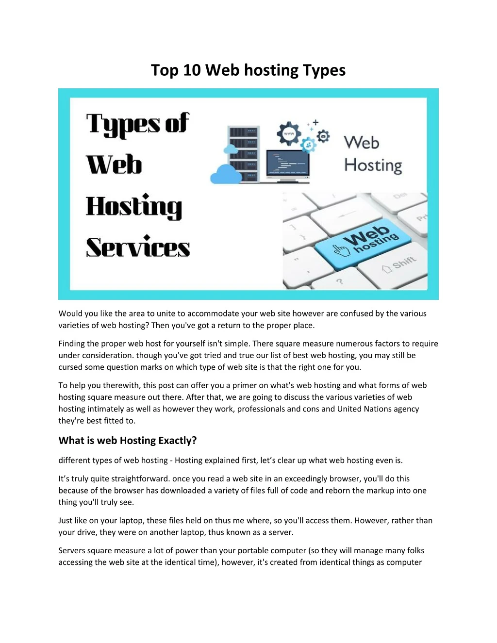 Ppt Top 10 Web Hosting Types Powerpoint Presentation Free Download Id 8252708