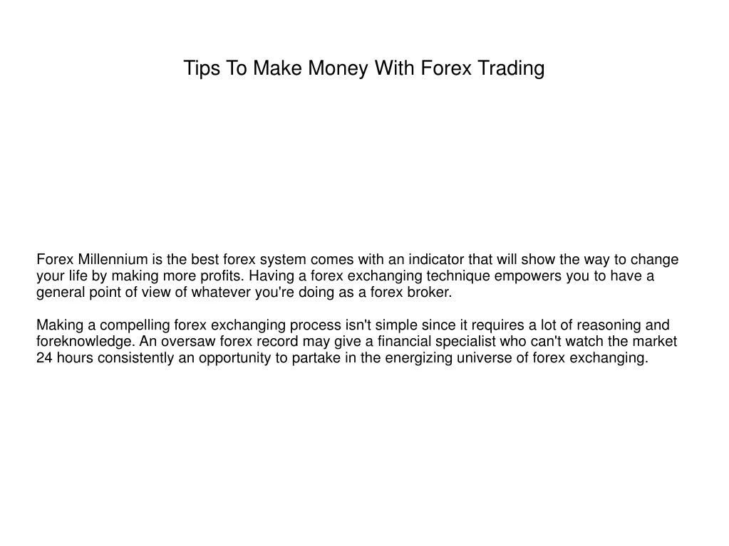 tips to make money with forex trading n.