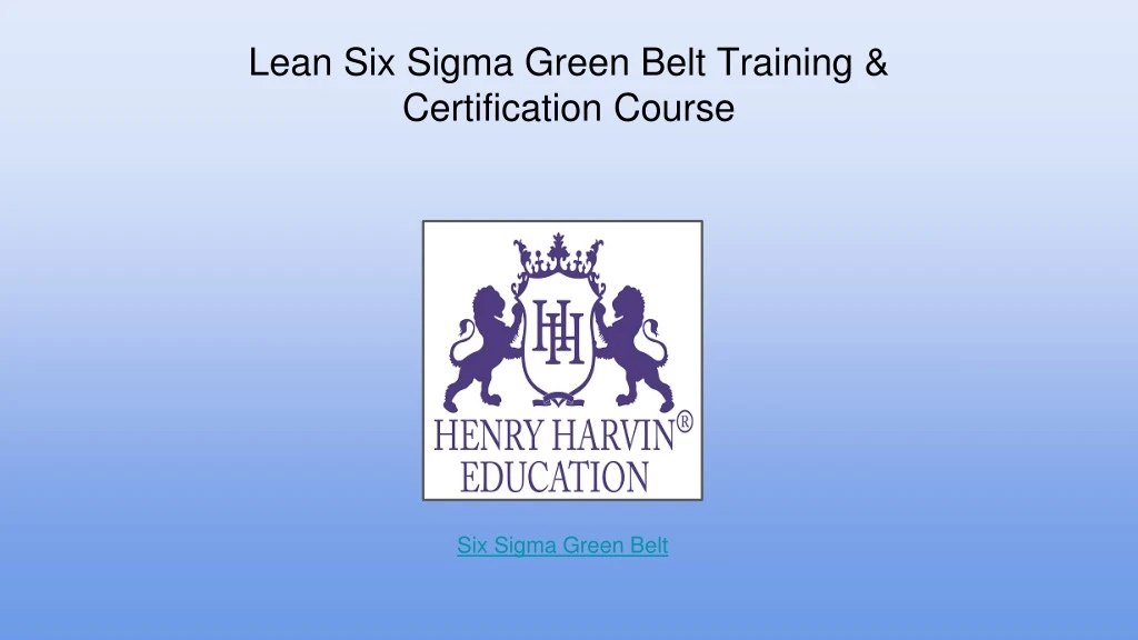 lean six sigma green belt training certification n.