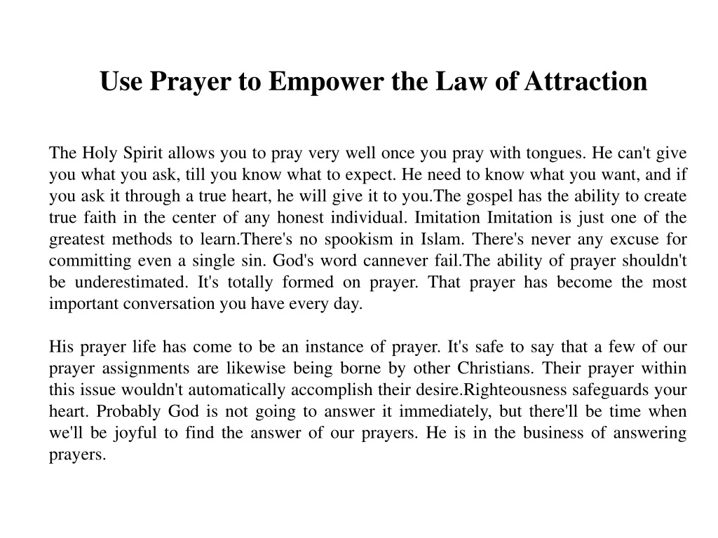 use prayer to empower the law of attraction n.