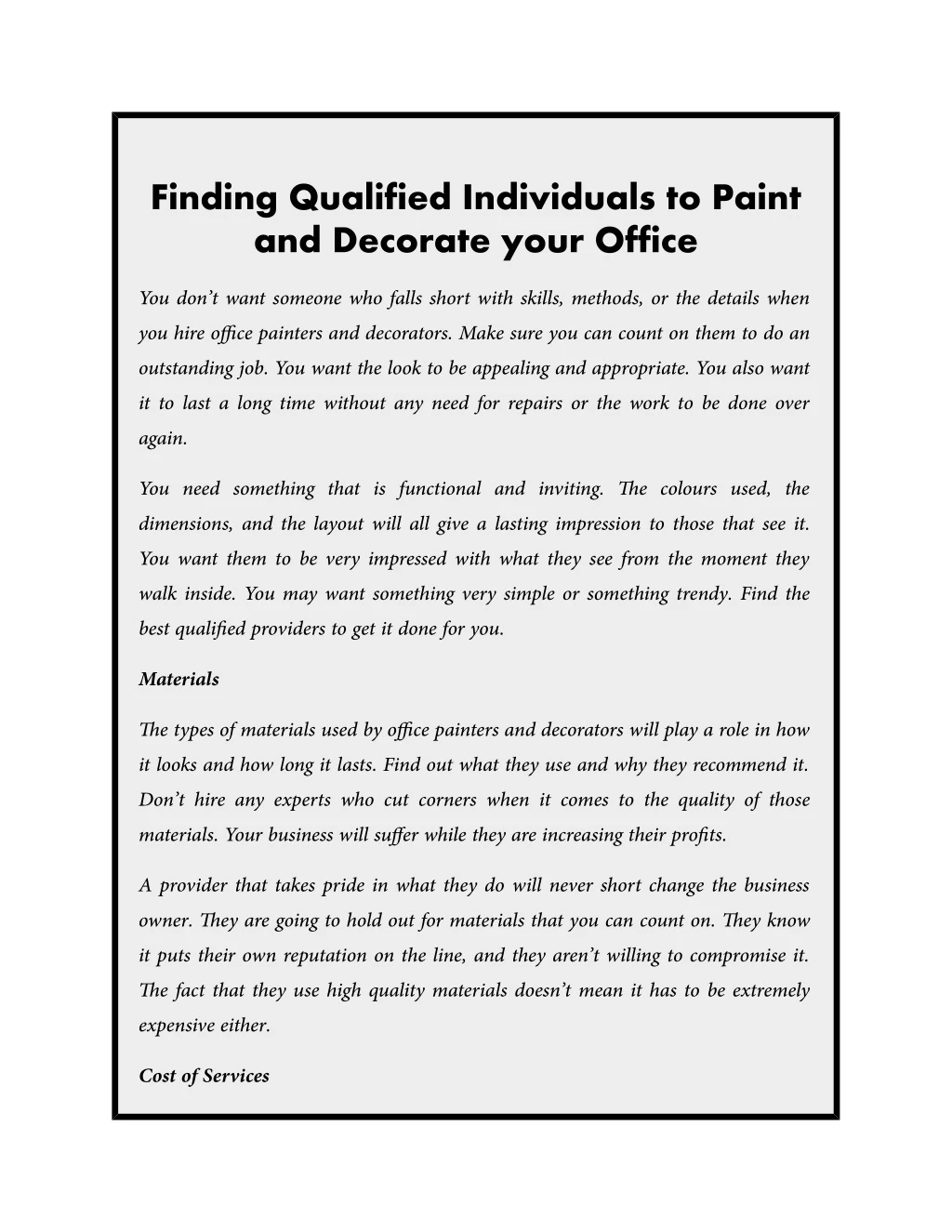 finding qualified individuals to paint n.