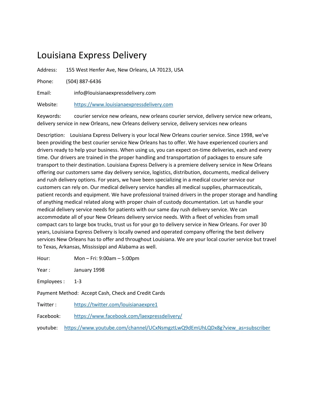 louisiana express delivery n.