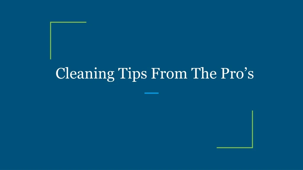 cleaning tips from the pro s n.