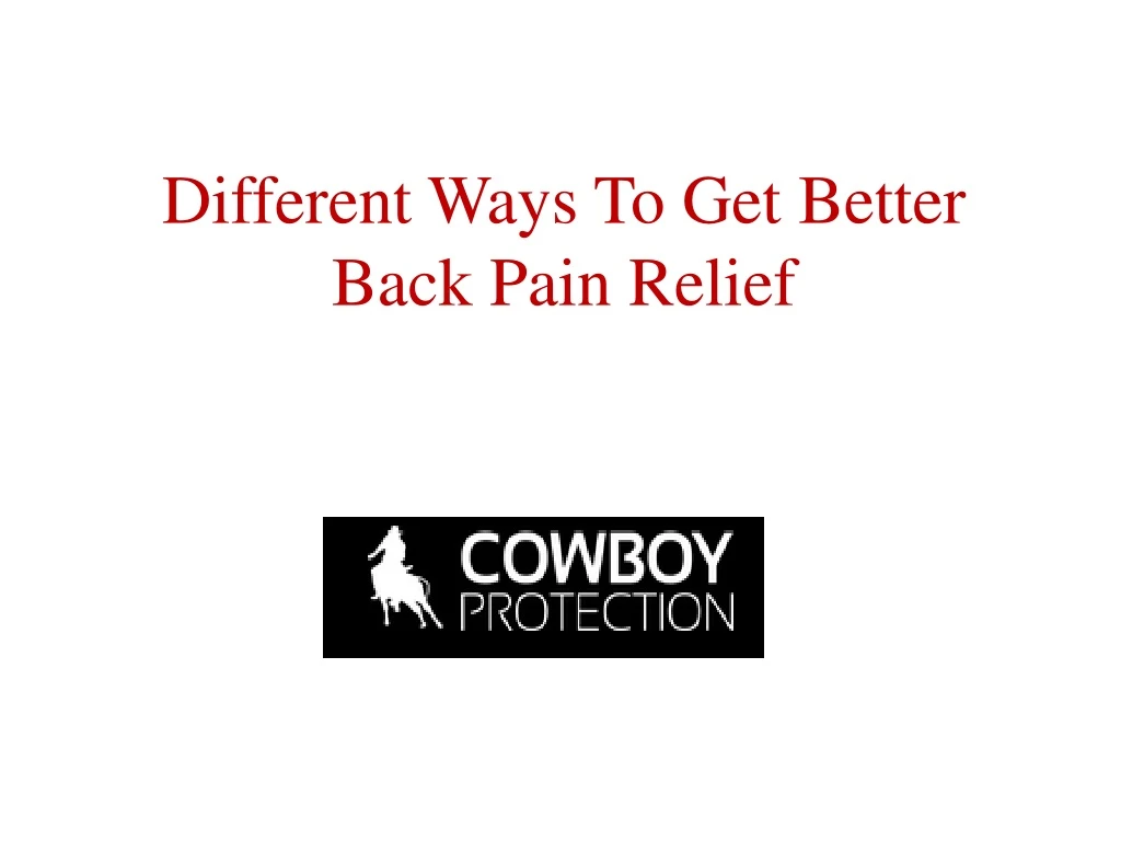 different ways to get better back pain relief n.