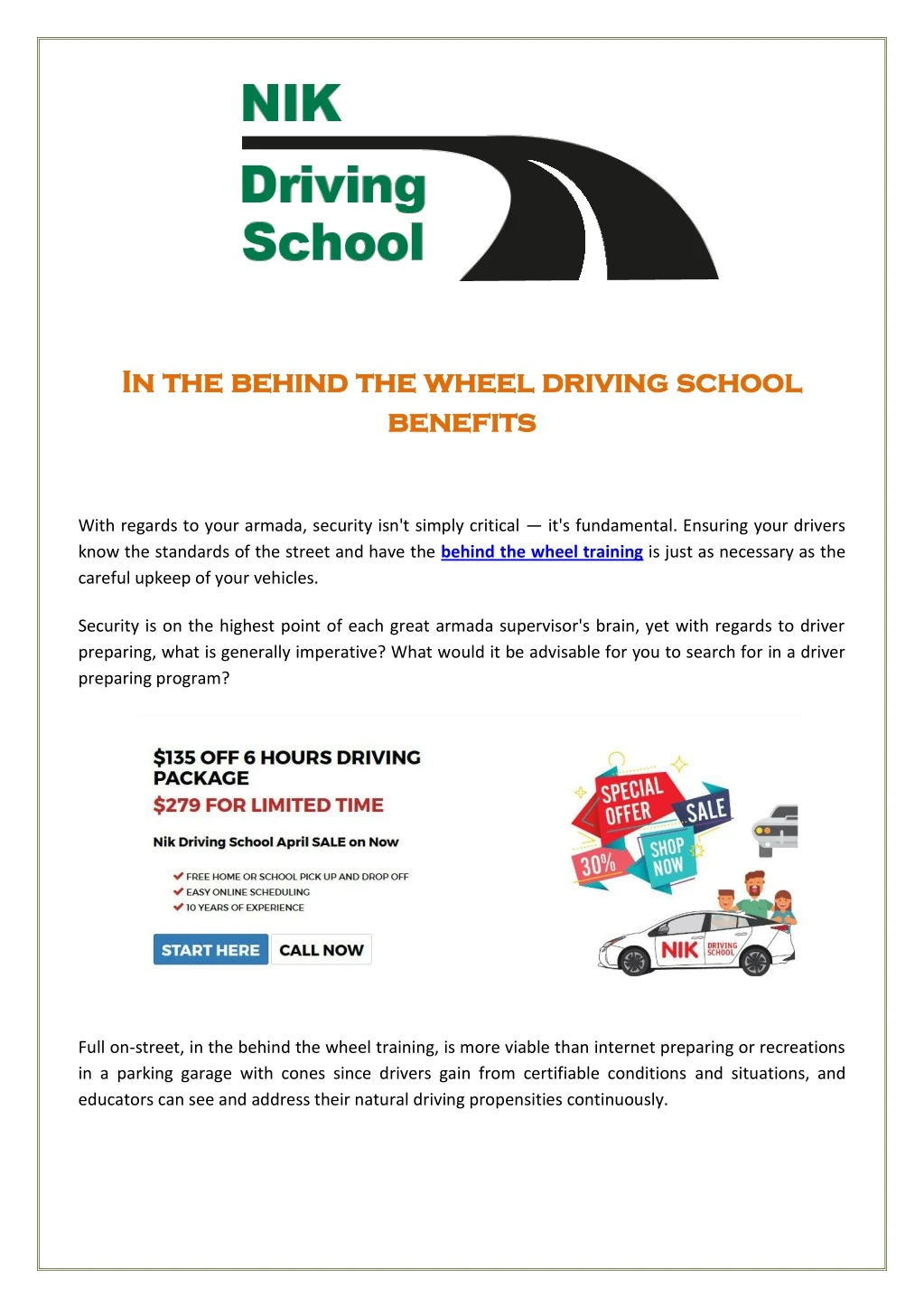 in the behind the wheel driving school n.
