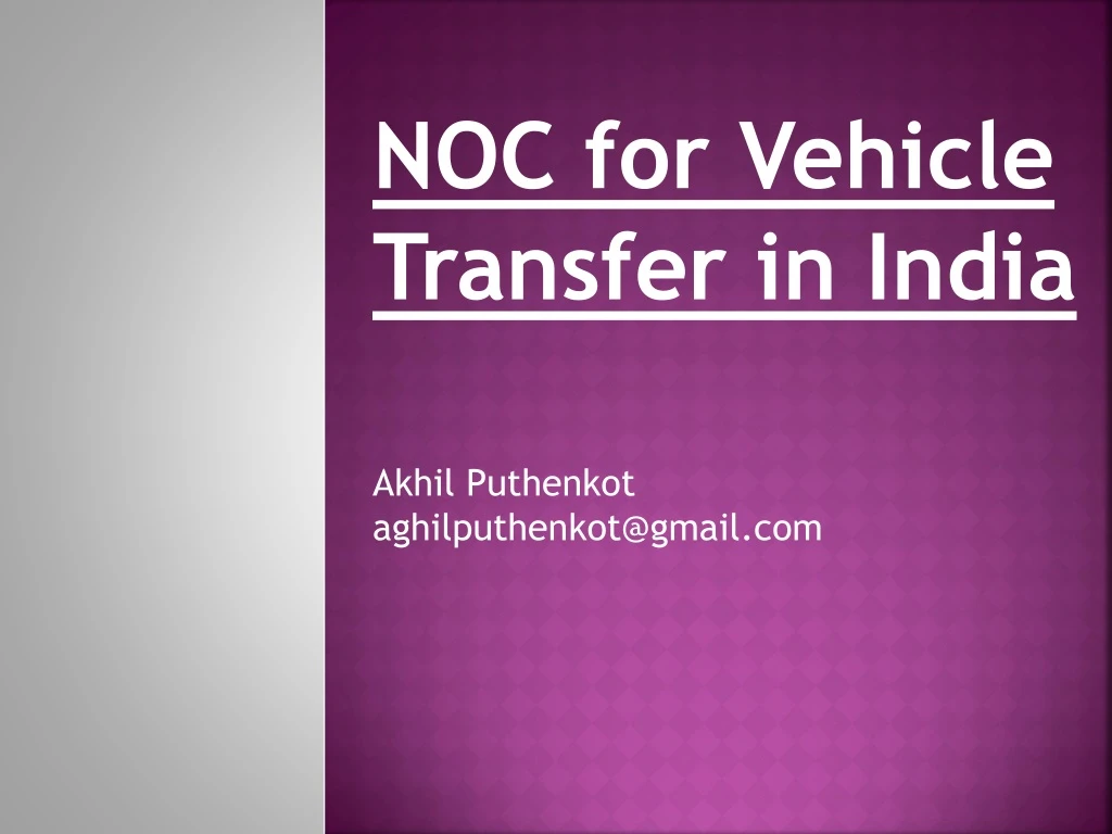 noc for v ehicle t ransfer in india n.