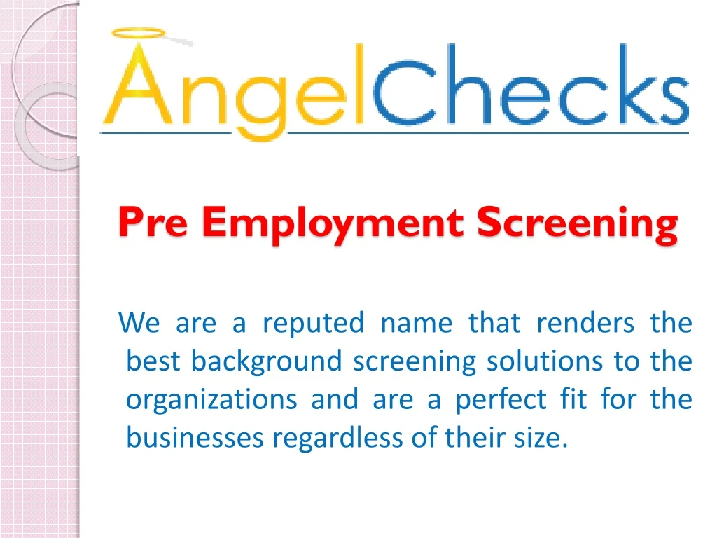 pre employment screening n.