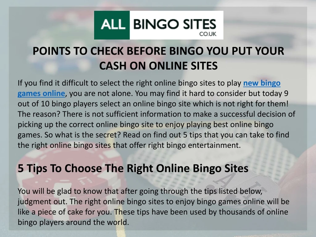 points to check before bingo you put your cash n.
