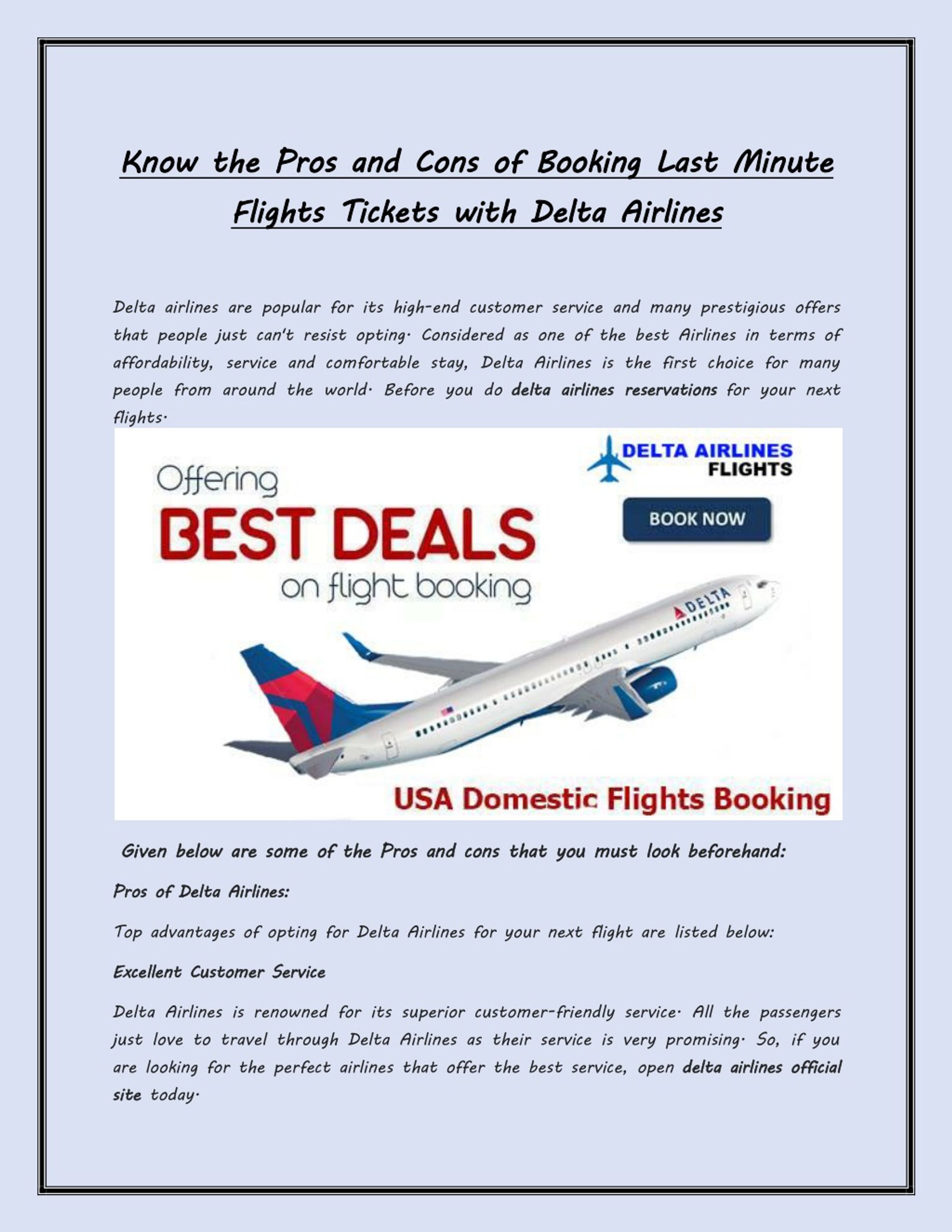 PPT - Delta Airlines - Know The Pros And Cons Of Booking Last Minute ...