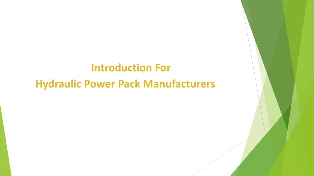 introduction for hydraulic power pack n.