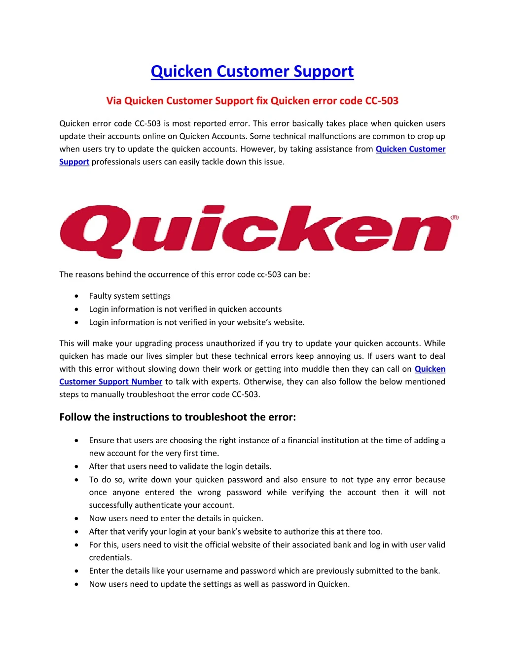 PPT - Via Quicken Customer Support fix Quicken error code CC-503 PowerPoint Presentation - ID:8283376