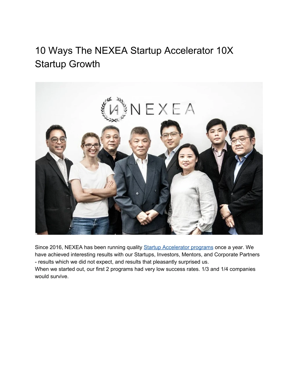 10 ways the nexea startup accelerator 10x startup n.