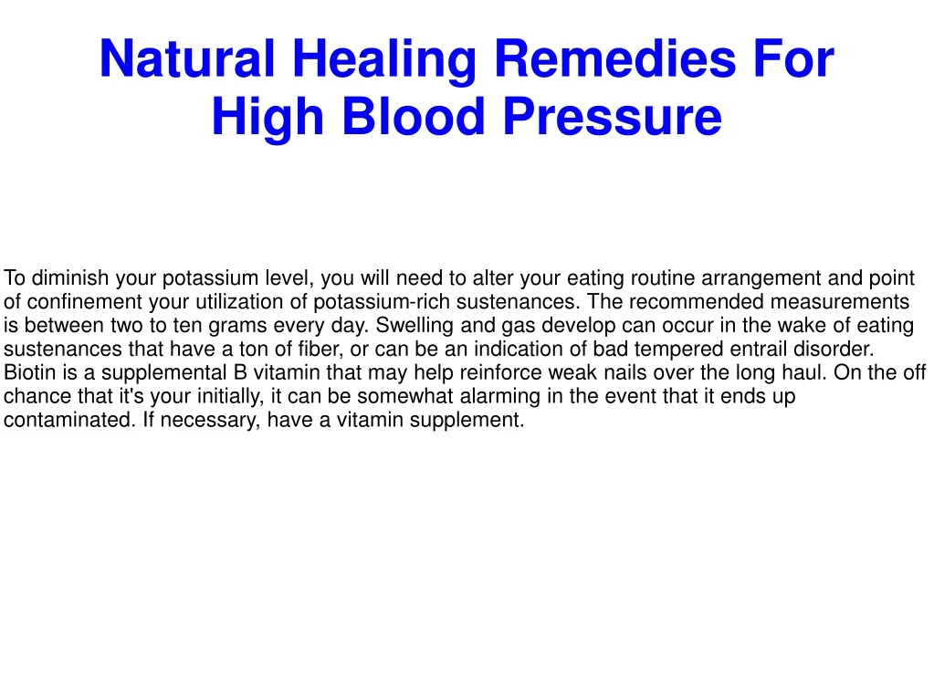 natural healing remedies for high blood pressure n.
