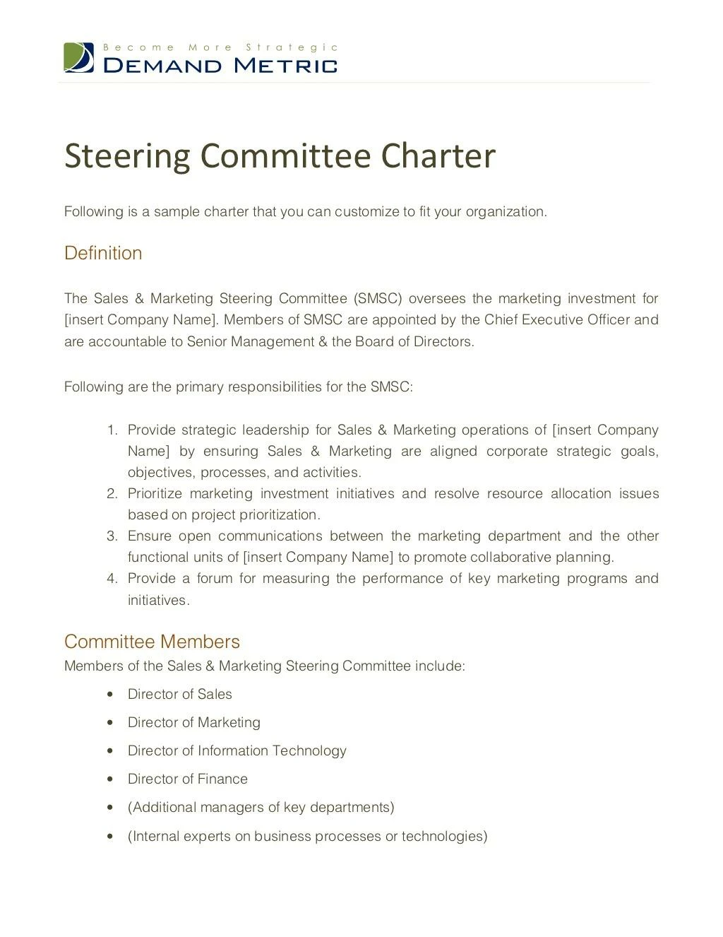 PPT Steering Committee Charter Template PowerPoint Presentation, free