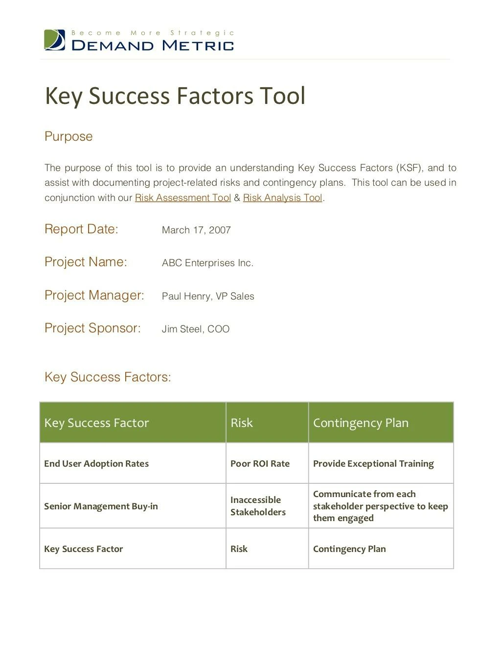 key success factors tool n.