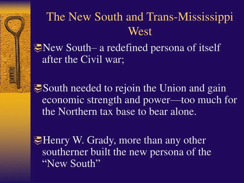 the new south and trans mississippi west n.