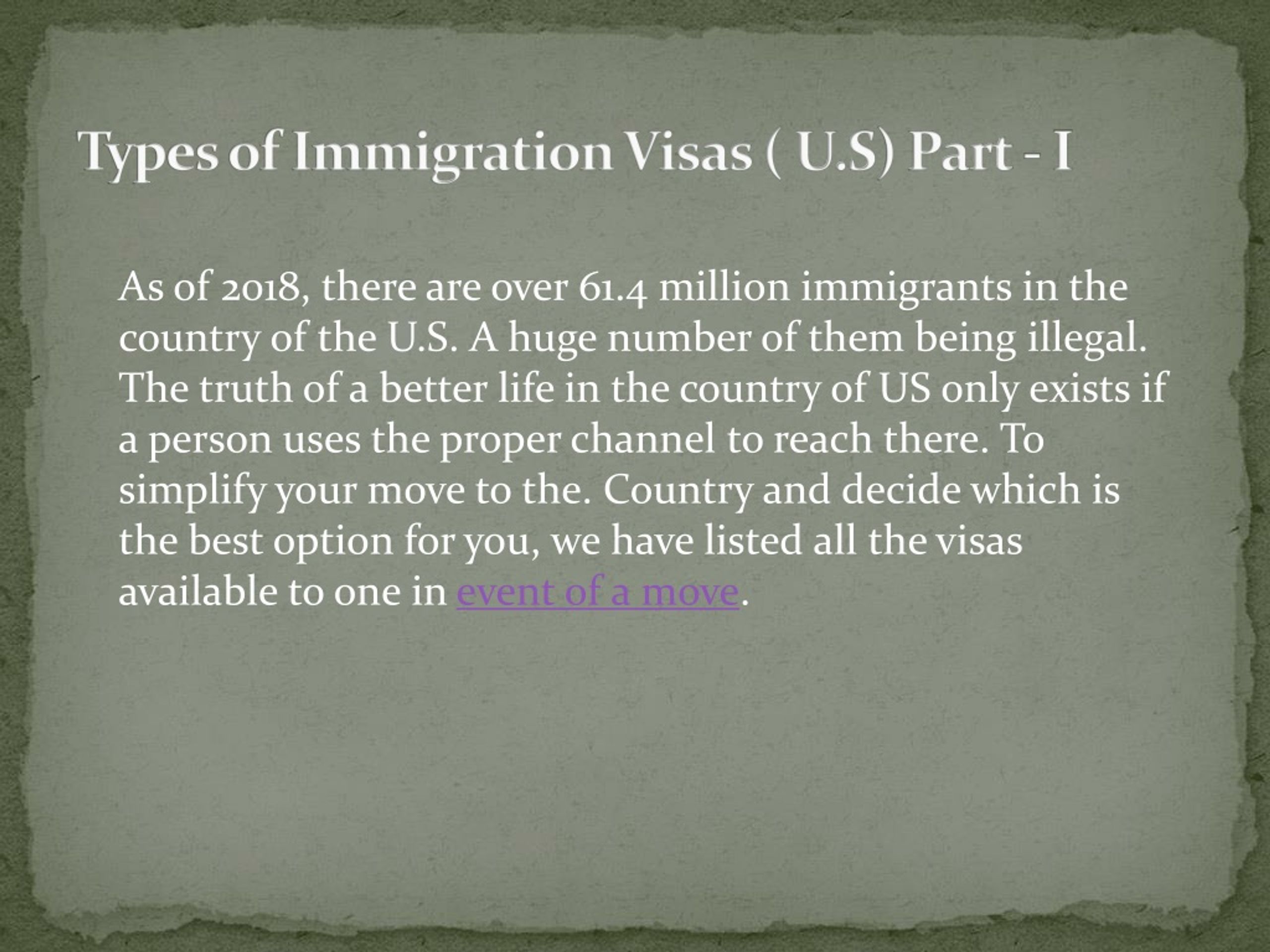 PPT - Types of Immigration Visas ( U.S) Part - I PowerPoint ...