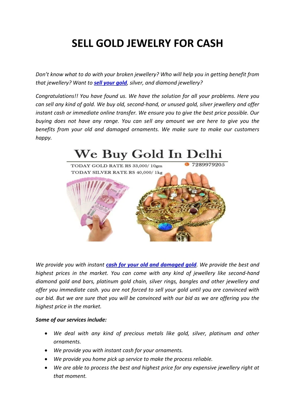 sell gold jewelry for cash n.