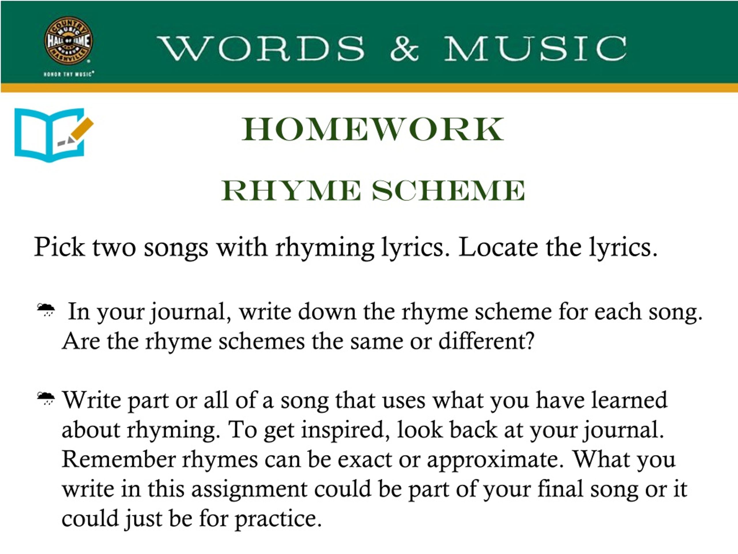 homework rhyme scheme