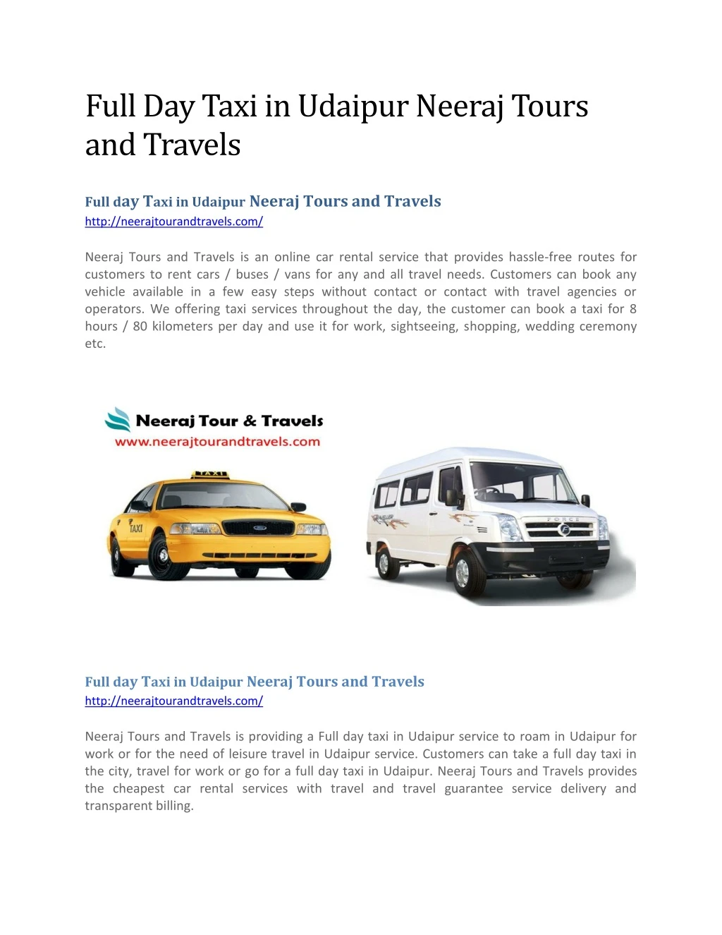full day taxi in udaipur neeraj tours and travels n.