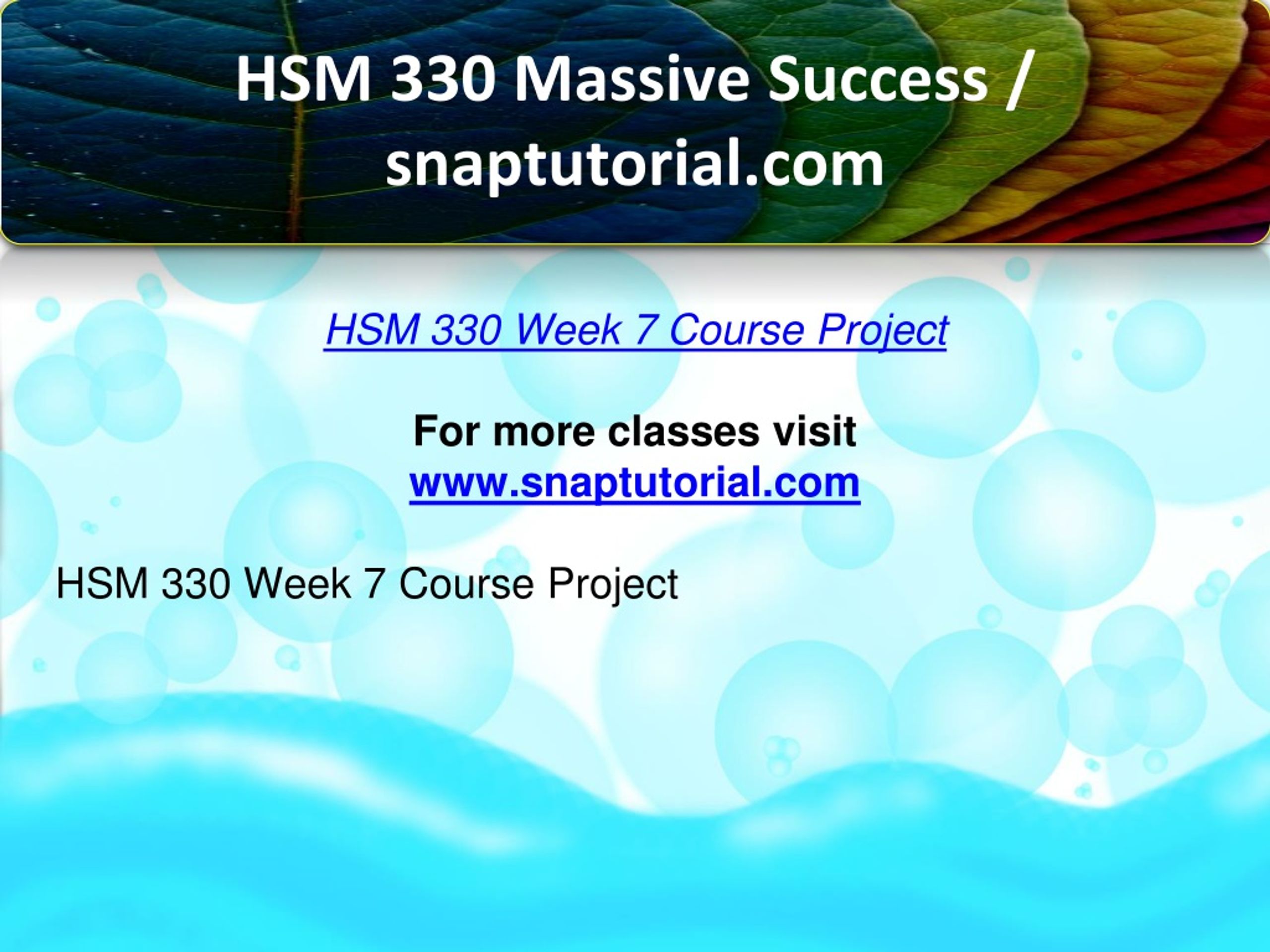 Snap 330 PPT - HSM 330 Massive Success / snaptutorial.com PowerPoint ...