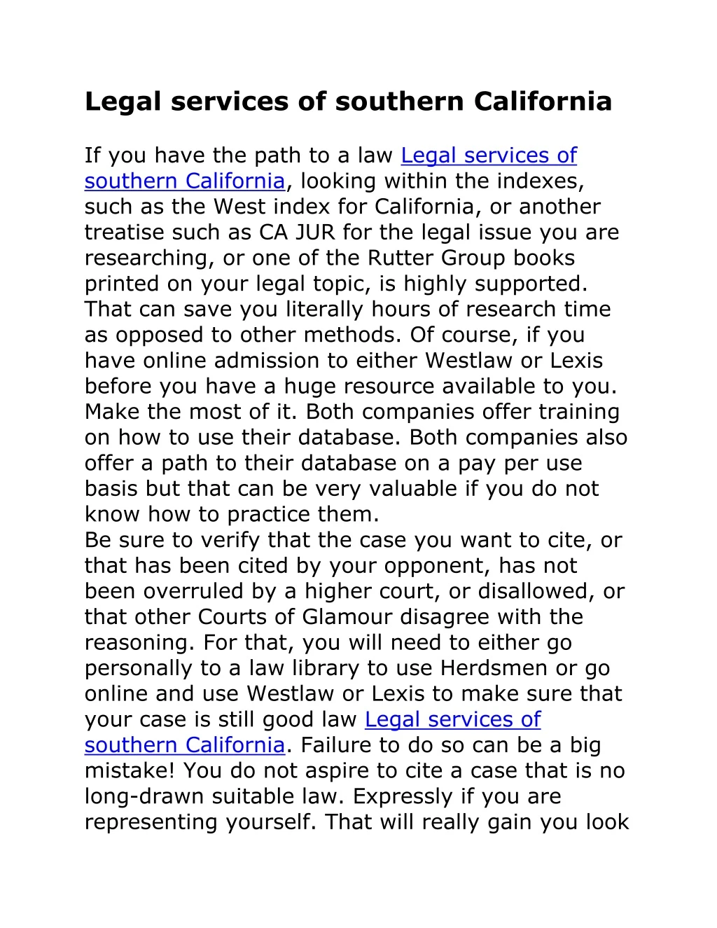 legal services of southern california if you have n.