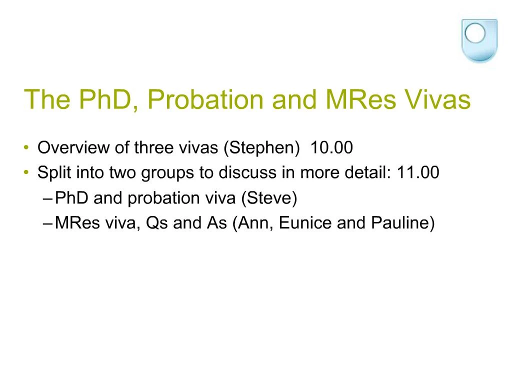 PPT The PhD Probation And MRes Vivas PowerPoint Presentation Free