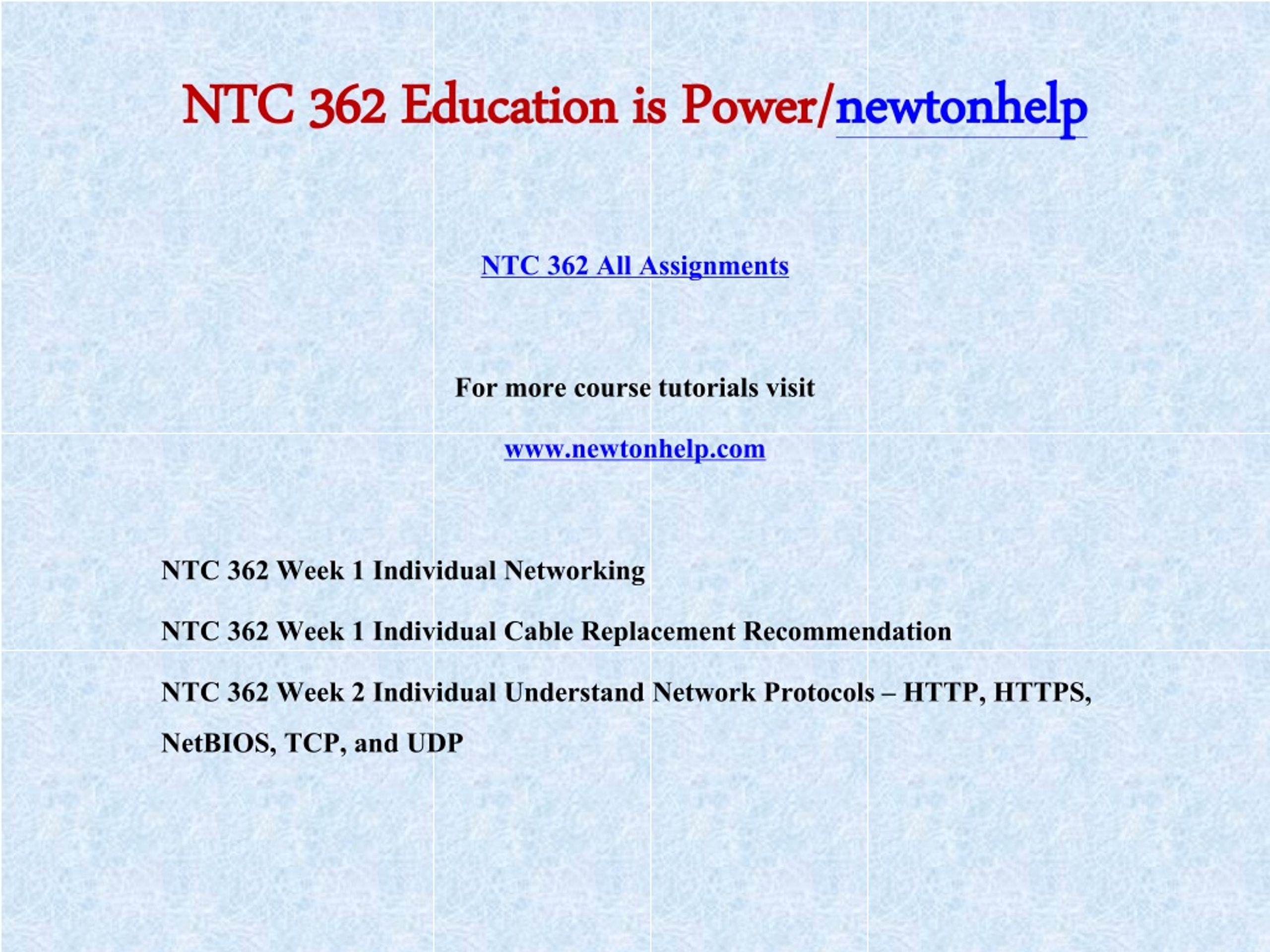 PPT - NTC 362 Education is Power/newtonhelp.com PowerPoint Presentation ...