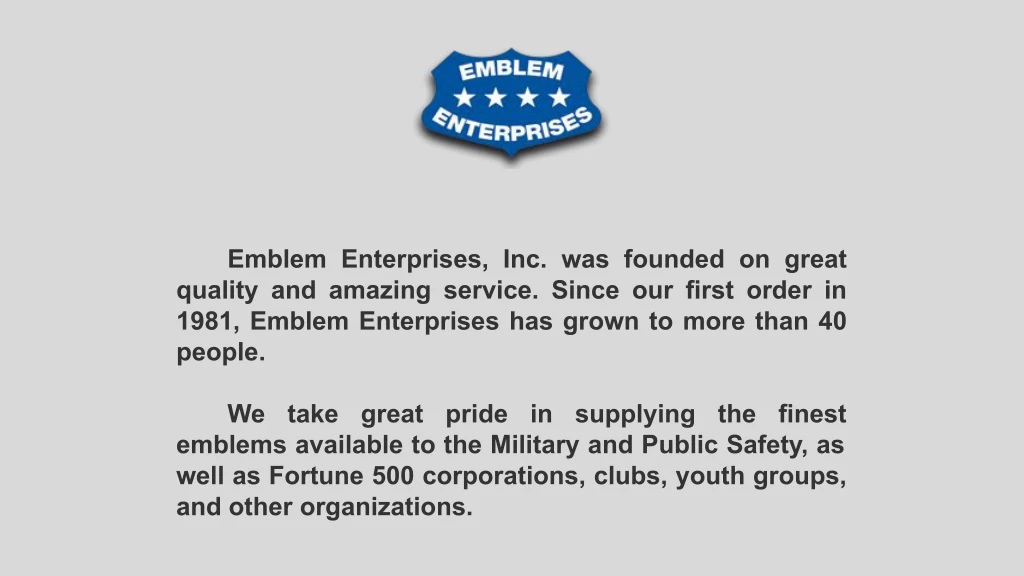 emblem enterprises inc was founded on great n.