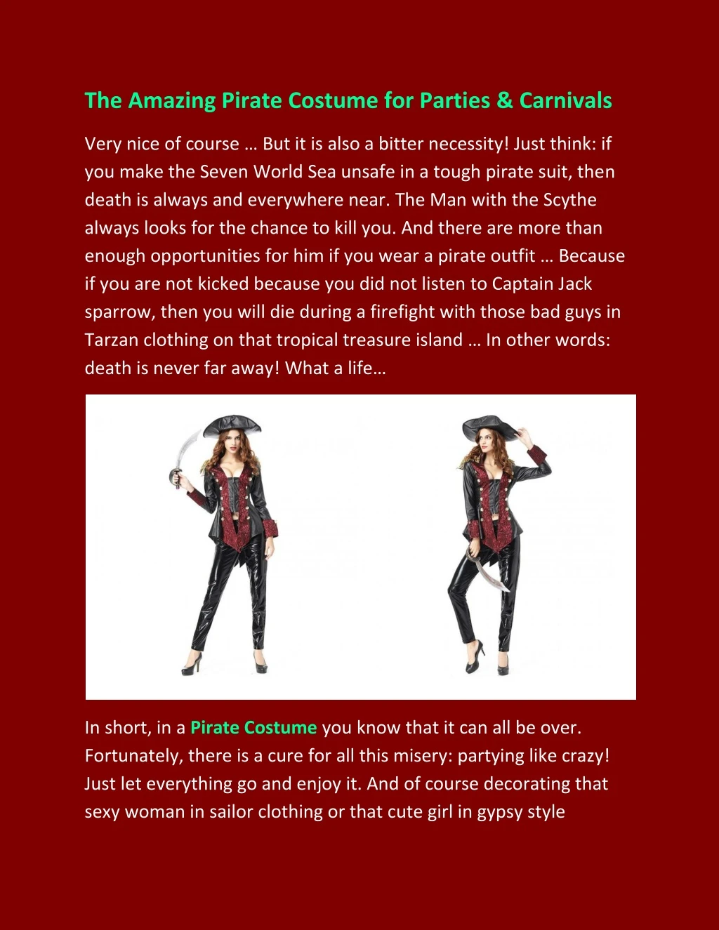 the amazing pirate costume for parties carnivals n.