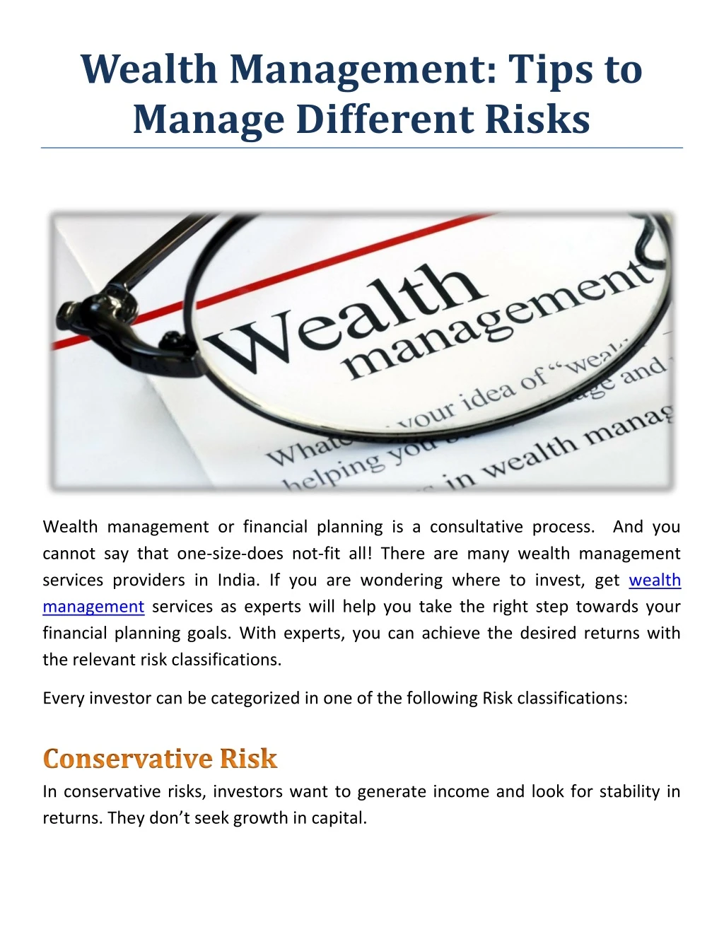 wealth management tips to manage different risks n.