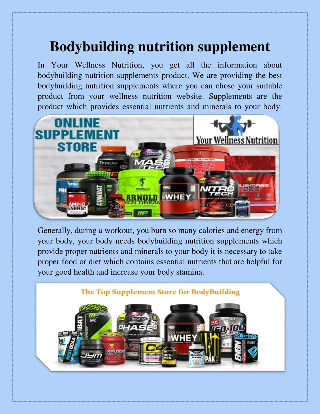 bodybuilding nutrition supplement n.