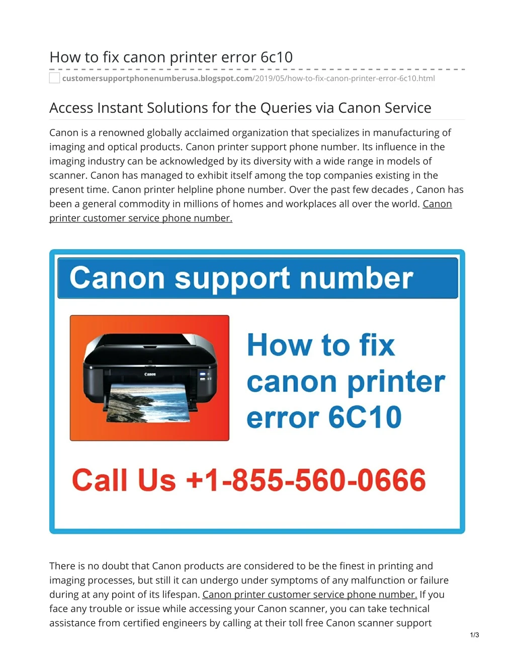 how to fix canon printer error 6c10 n.
