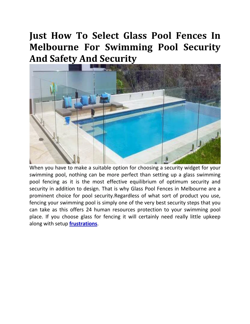 just how to select glass pool fences in melbourne n.