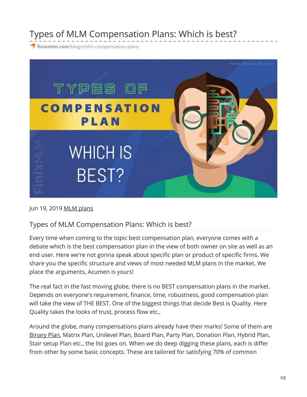 Types Of Mlm Compensation Plans