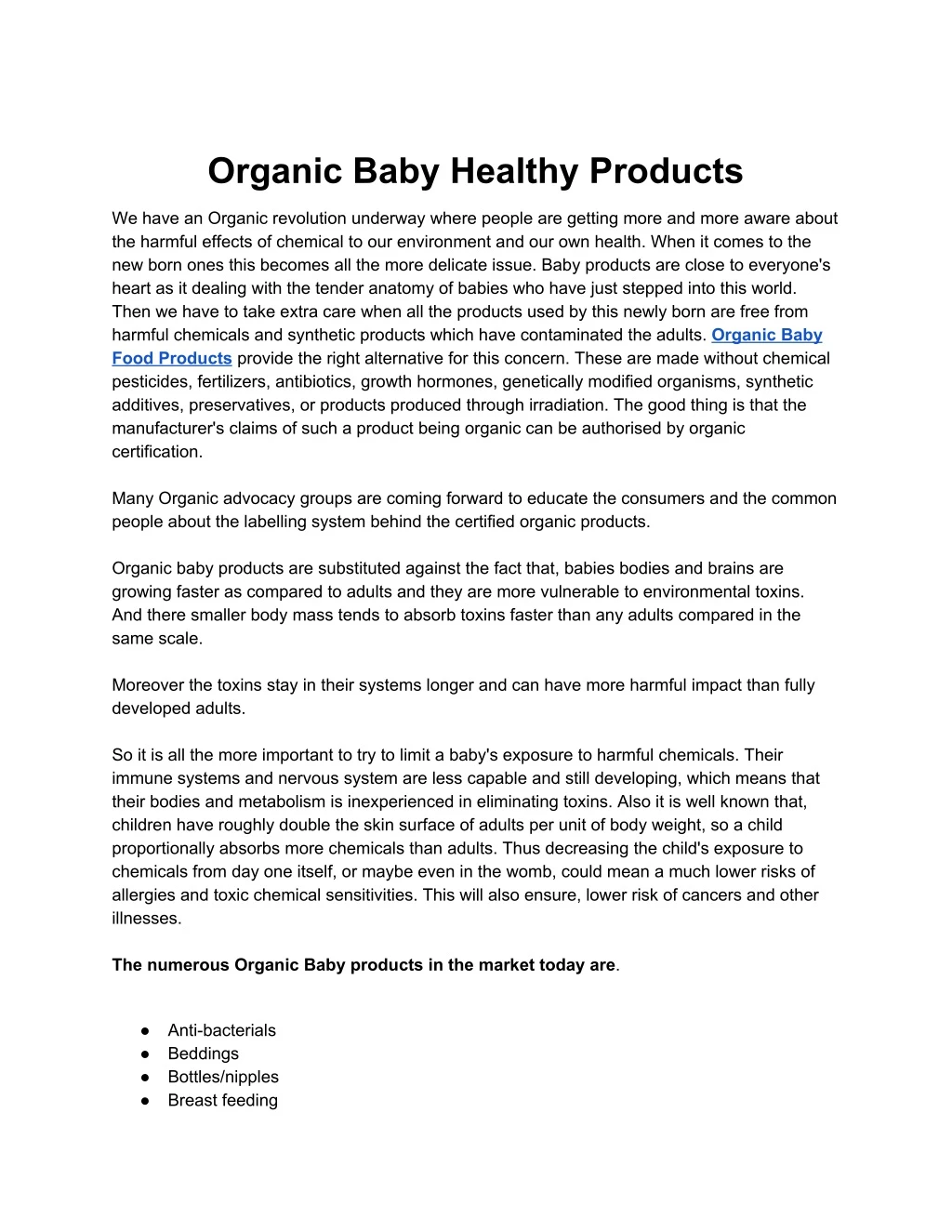 organic baby healthy products n.
