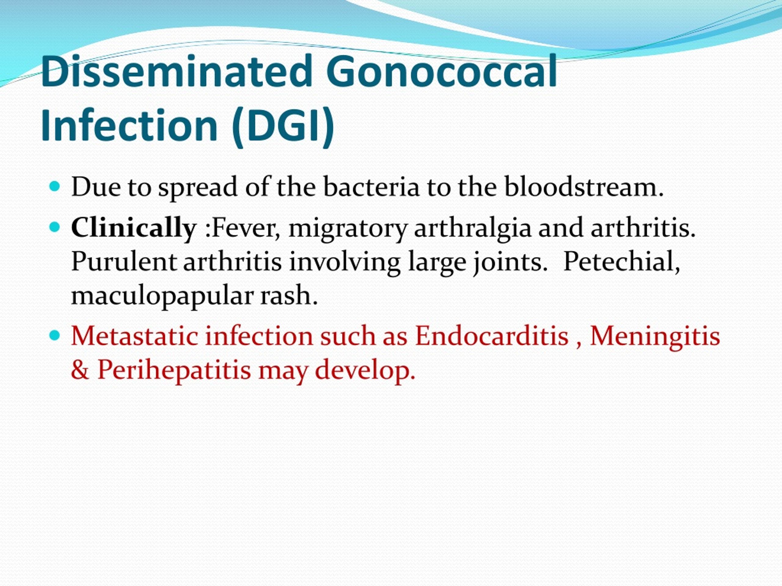 disseminated gonorrhea symptoms