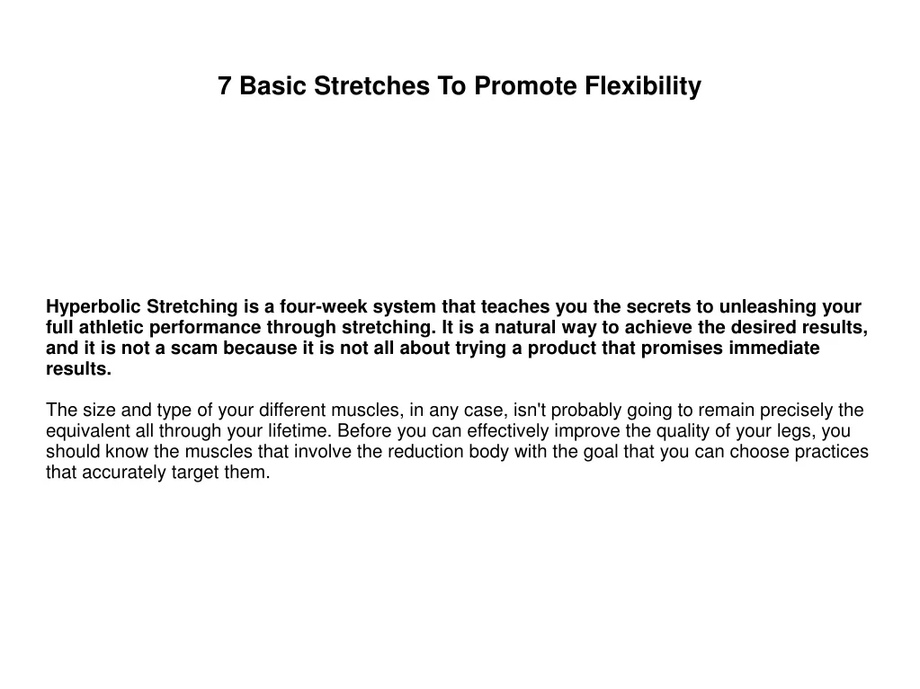 7 basic stretches to promote flexibility n.