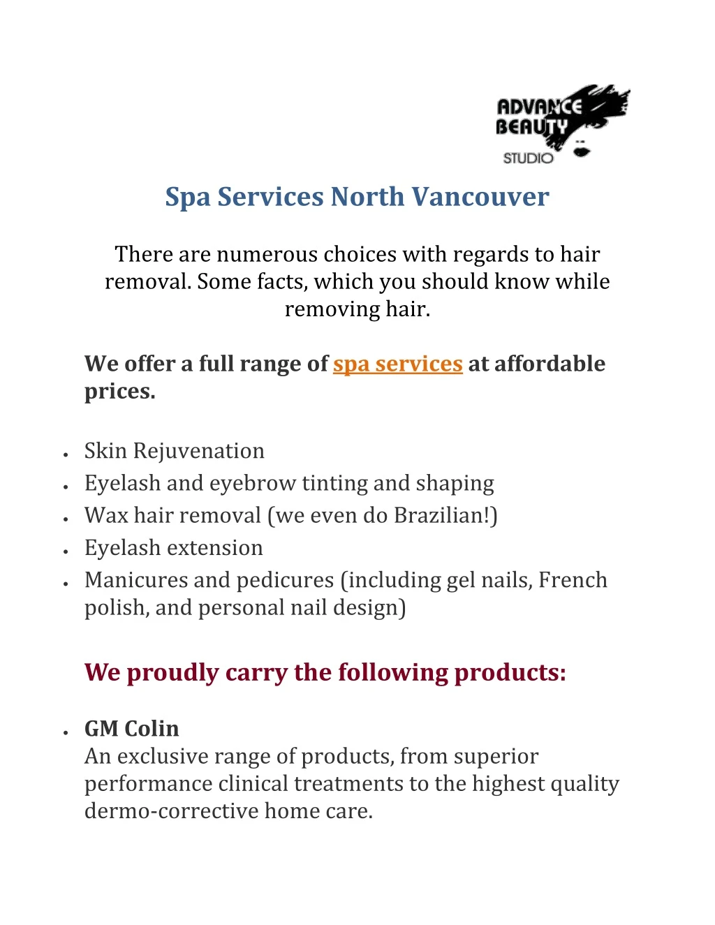 spa services north vancouver there are numerous n.