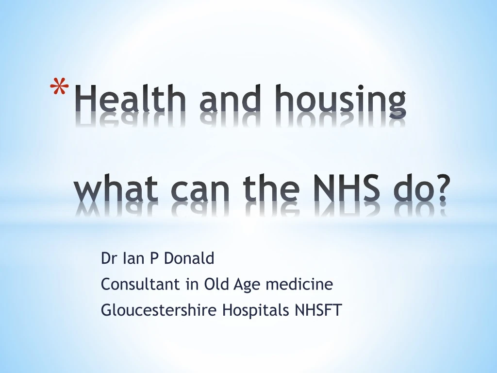 health and housing what can the nhs do n.